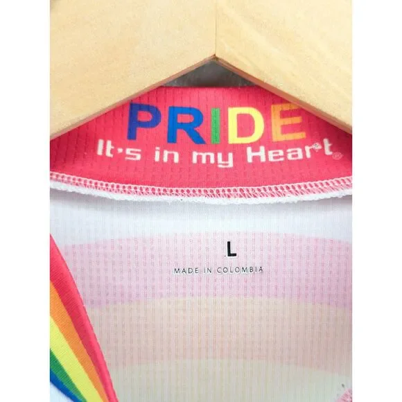 Pride Women's Bicycle Jersey Sz L Mesh White Rainbow Full Zip Moisture Wicking - Picture 5 of 9